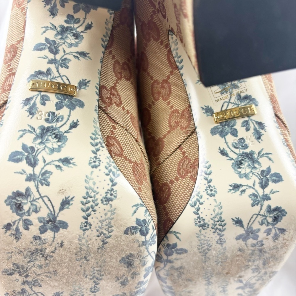 Gucci GG Marmont Beige Ruggine Victoire 95mm Loafer Block Heel Pumps EU 39.5 - Picture 11 of 11